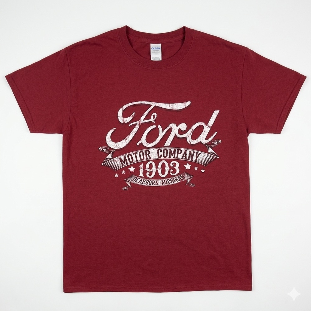 Ford Motor Company 1903 Graphic T-Shirt Red Gildan Softstyle Adult XXL Vintage